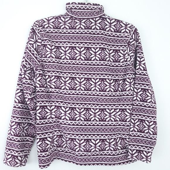 Lands' End ThermaCheck 100 Fleece Jacket Pullover Small 6-8 Snowflake Purple - Picture 2 of 4